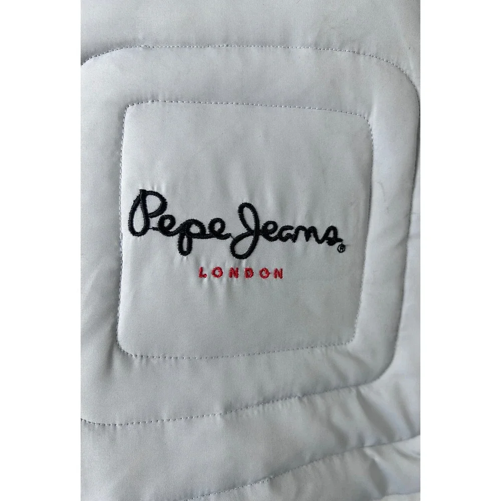 VTG Pepe Jeans London Quilted Bomber Jacket Mens XXL Gray Full Zip Puffer‎ Coat